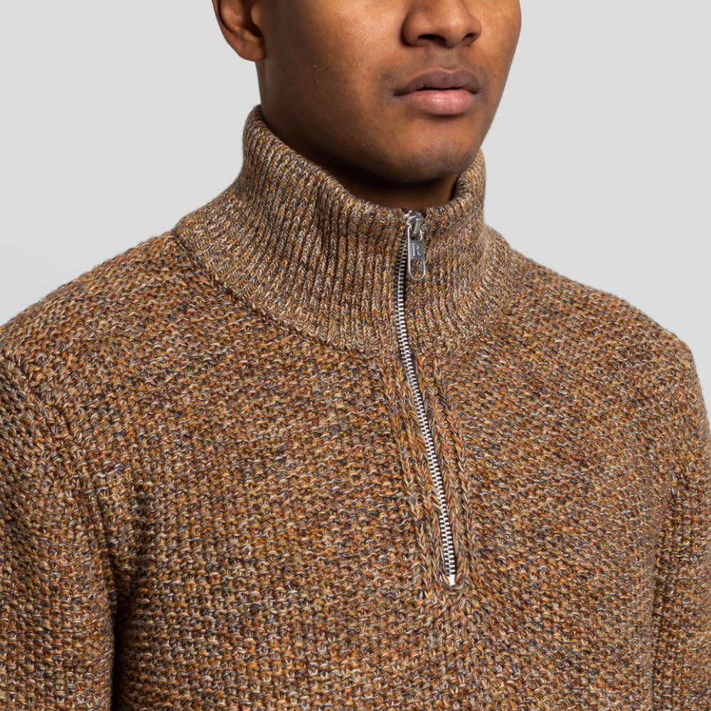Revolution (RVLT) Half Zip Knit Sweater Brown