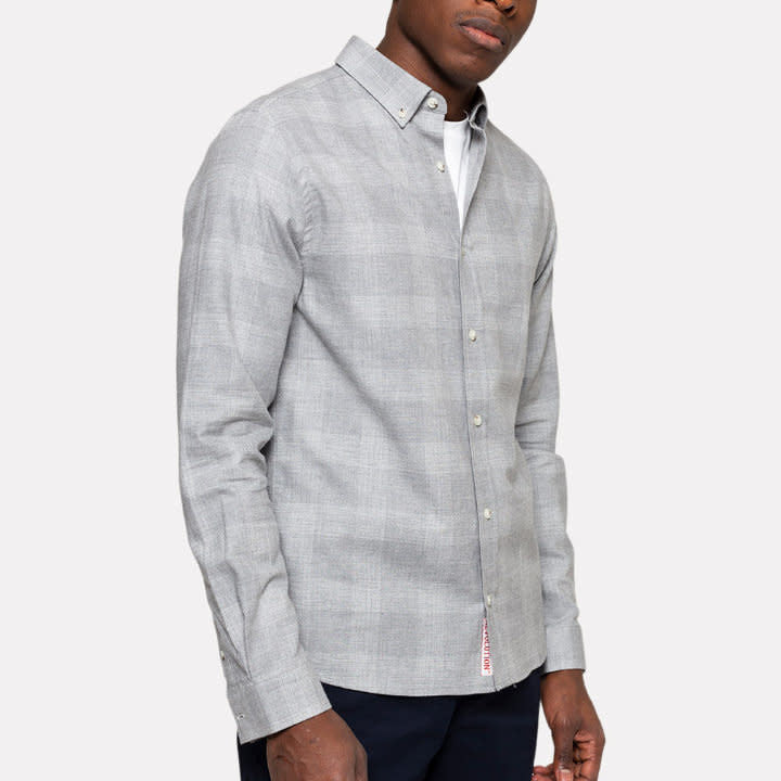 Revolution (RVLT) Plaid Button-Down Shirt Grey