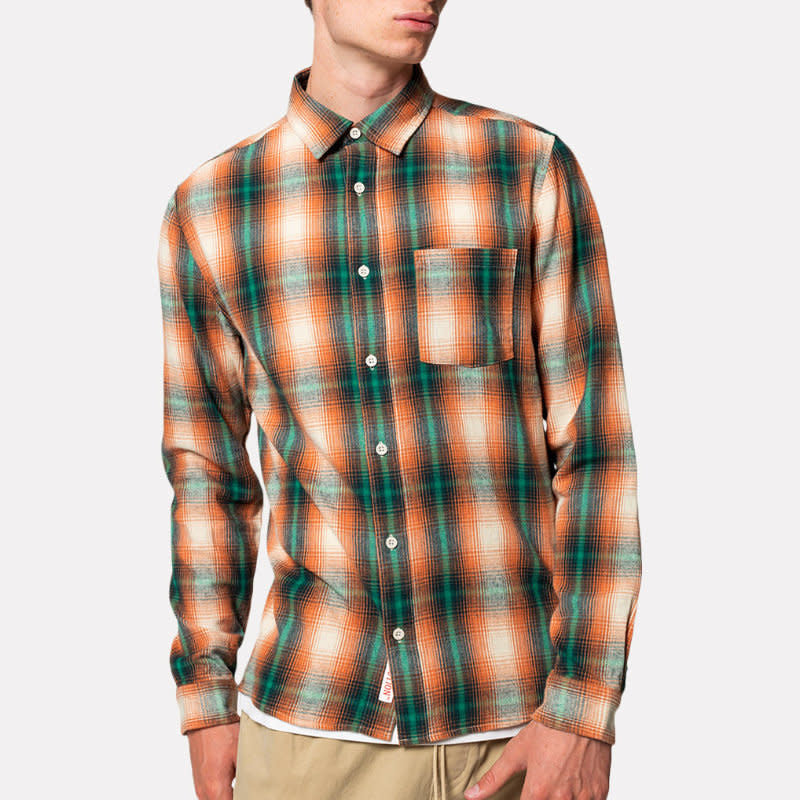 RVLT Regular Plaid Shirt - Orange - 1 - Tops - Shirts (Long Sleeve)