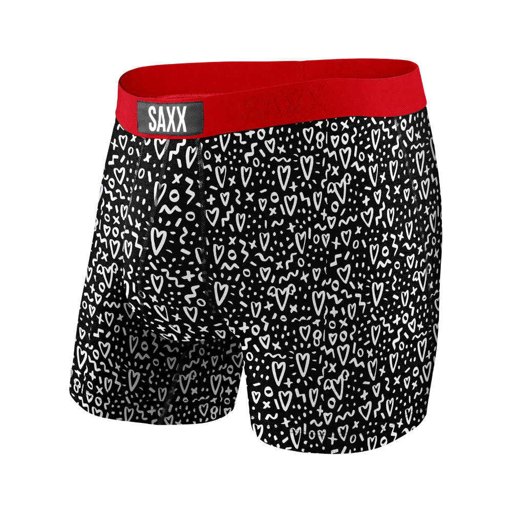 Saxx Vibe Boxer Brief - Love Doodles Black