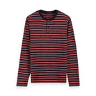 Scotch & Soda Classic Grandad L/S Shirt - Red Stripe - 2 - Tops - Long Sleeve Tees