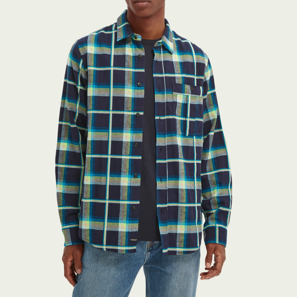 Scotch & Soda Lightweight Twill Relaxed Shirt Navy Check