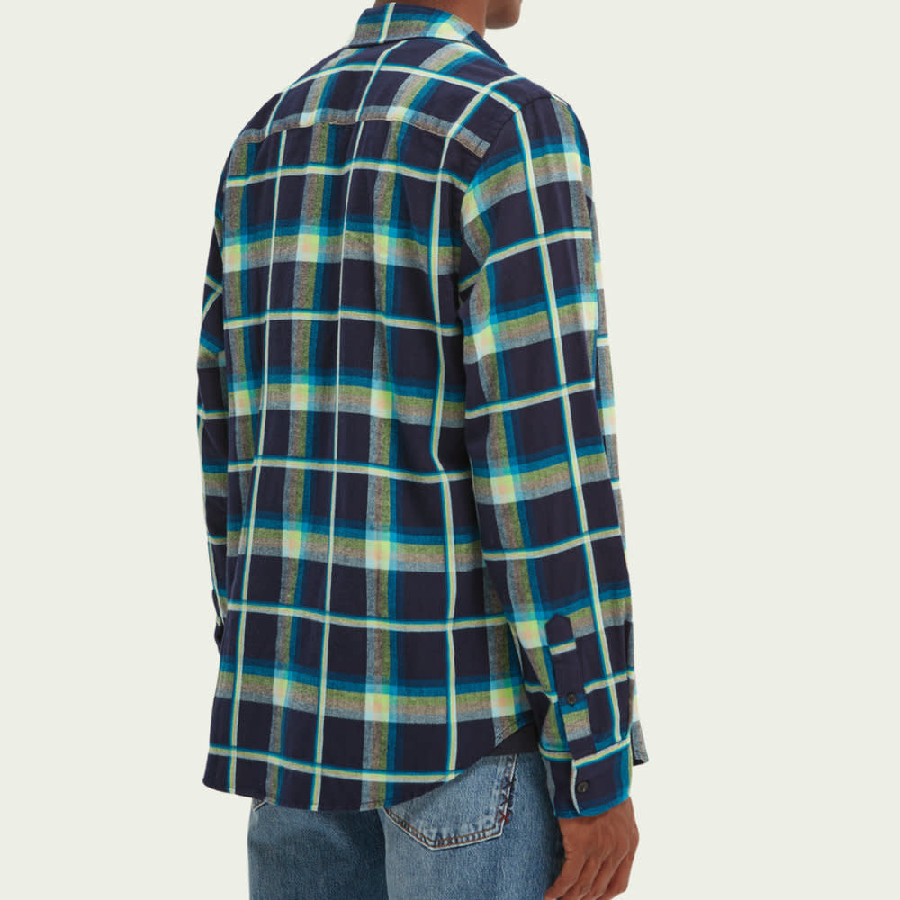 Scotch & Soda Lightweight Twill Relaxed Shirt Navy Check