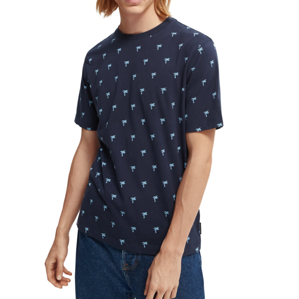 Scotch & Soda Organic Cotton Palm T-Shirt Navy