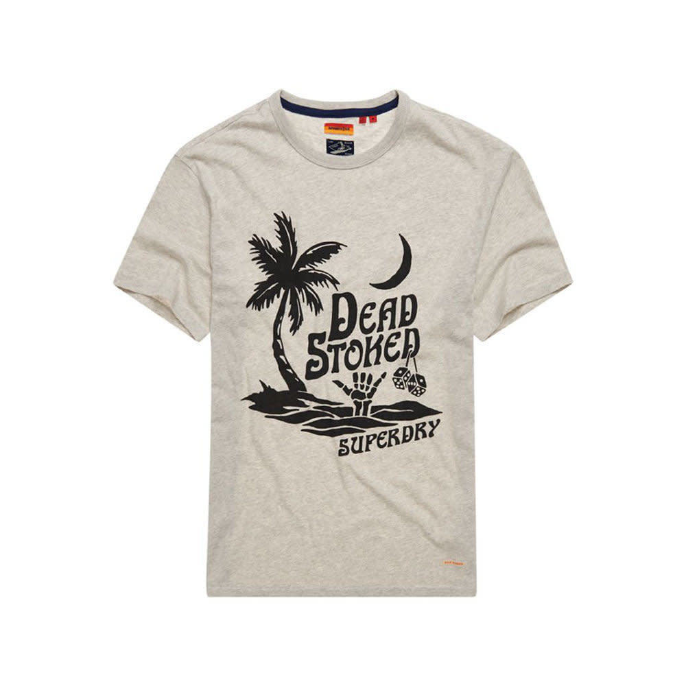 Superdry Cali Surf Graphic T-Shirt - Grey Marl - 1 - Tops - T-Shirts