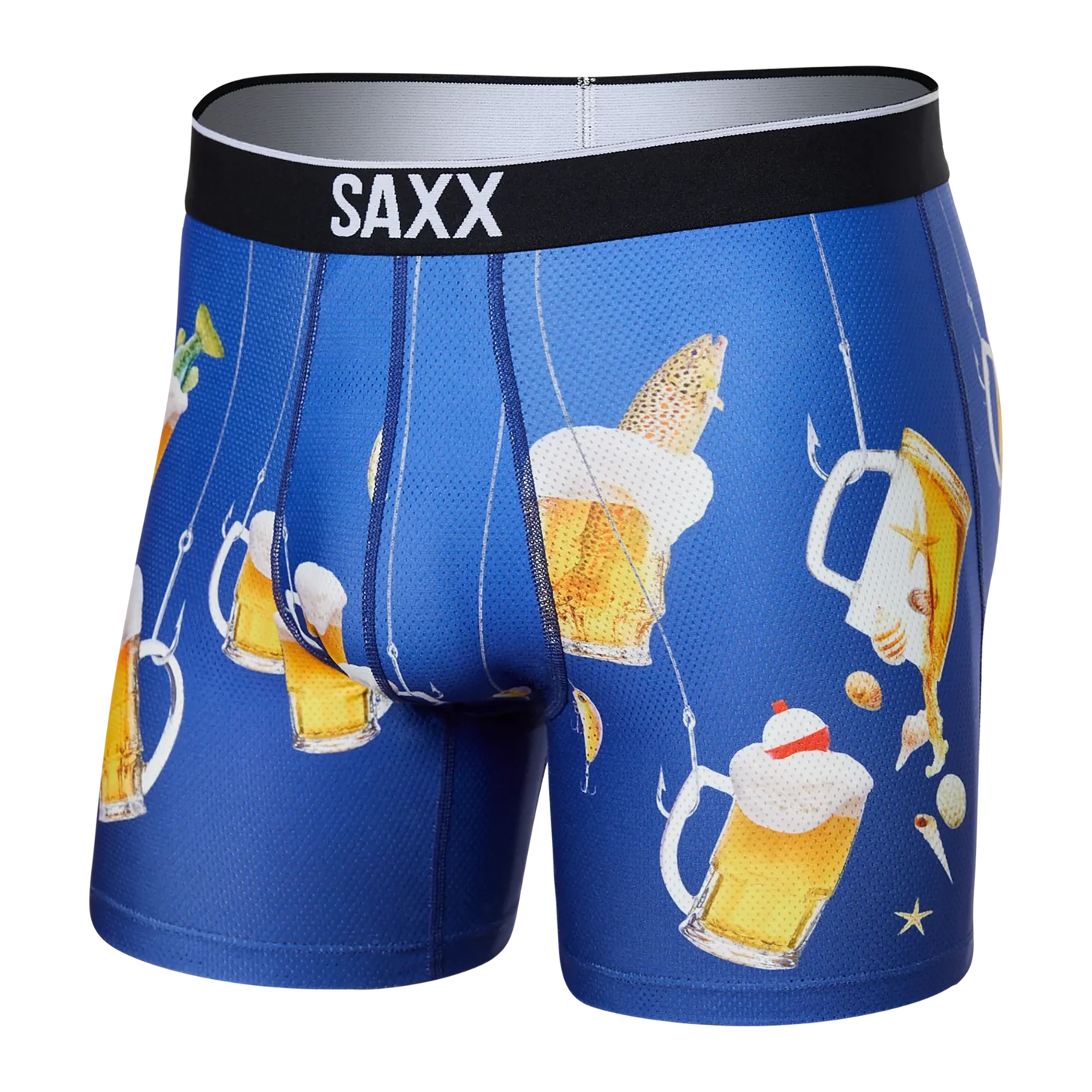 SAXX Volt Breathable Mesh Boxer Brief - Fresh Catch - Navy - 1 - Underwear - Boxer Briefs
