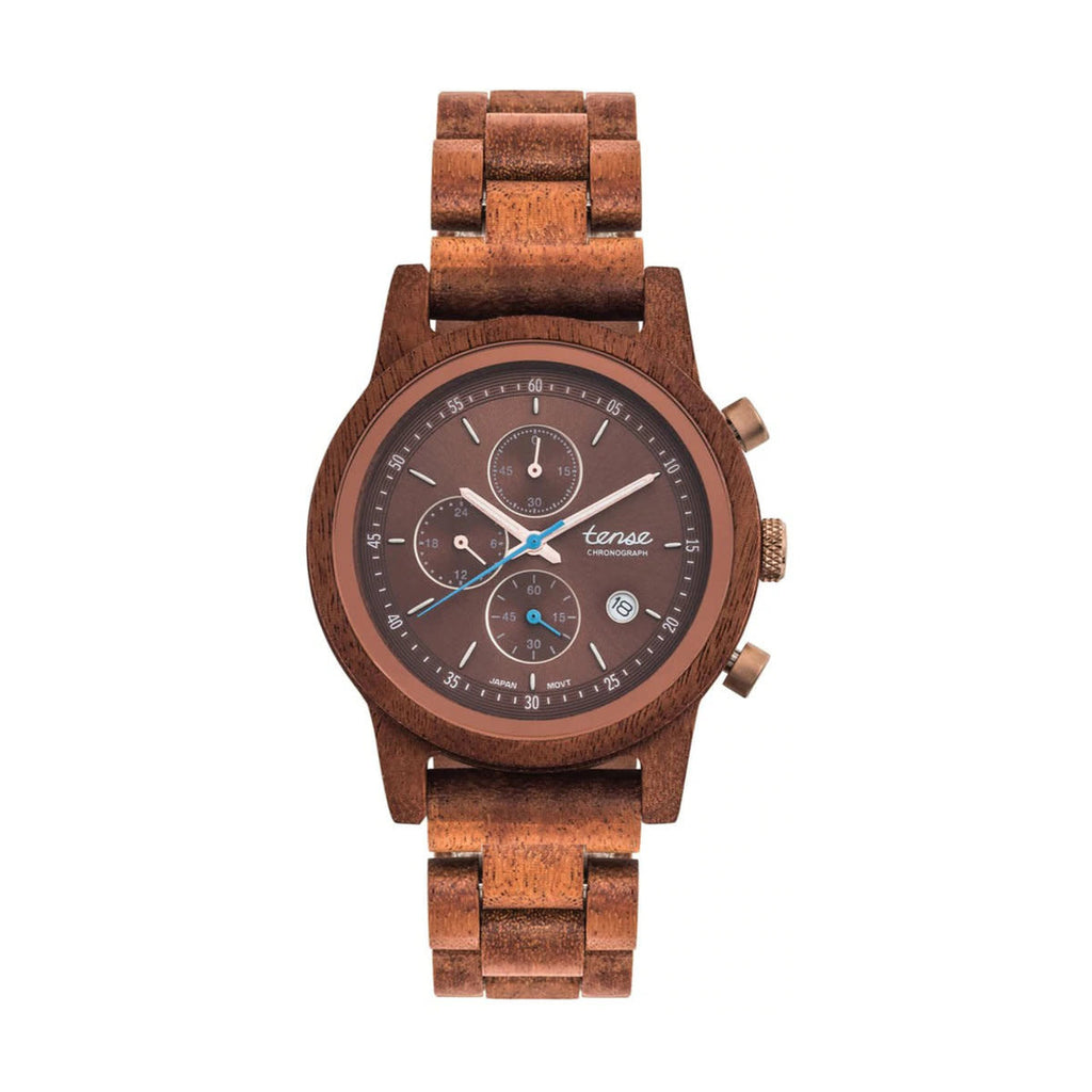 Tense Cambridge Chrono Wooden Watch Brown/Rose Gold
