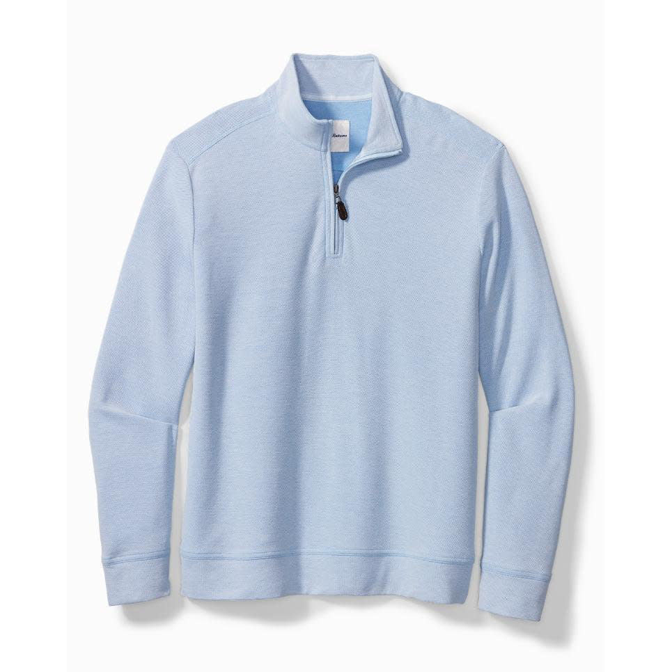 Tommy Bahama Coral Seas Half Zip Glass Bead Blue