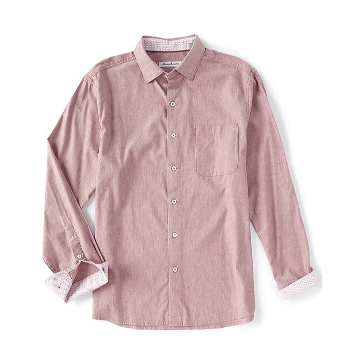 Tommy Bahama Heather Bay Herringbone Shirt - Baked Apple - 1 - Tops - Shirts (Long Sleeve)