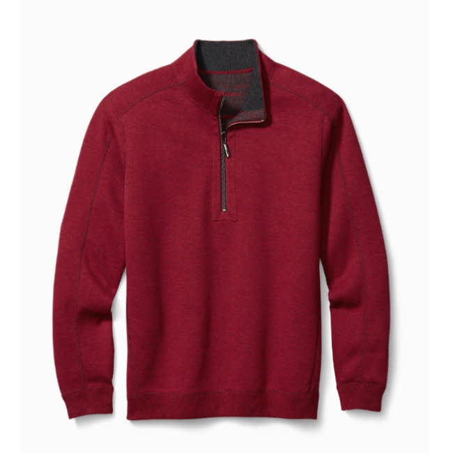 Tommy Bahama New Flipsider Half-Zip Pullover - Jester Red - 2 - Tops - Zip Sweaters