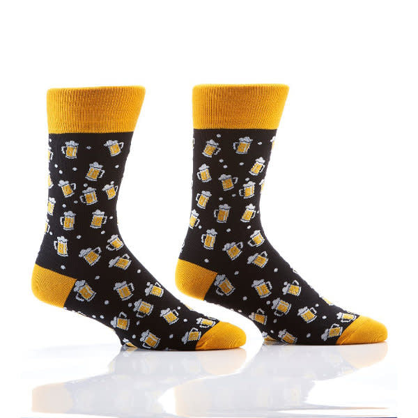Yo Sox Beer Stein Crew Socks Yellow