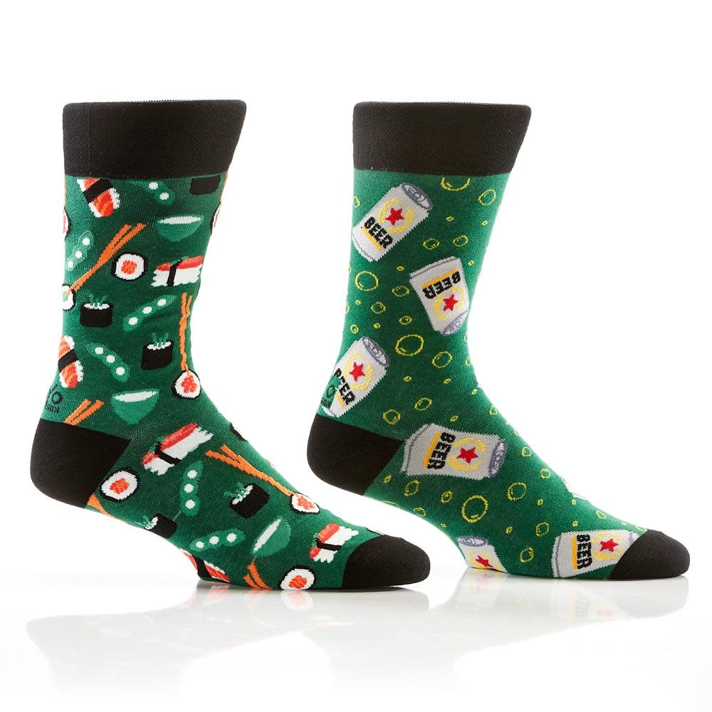 Yo Sox Beer & Sushi Crew Socks Blue
