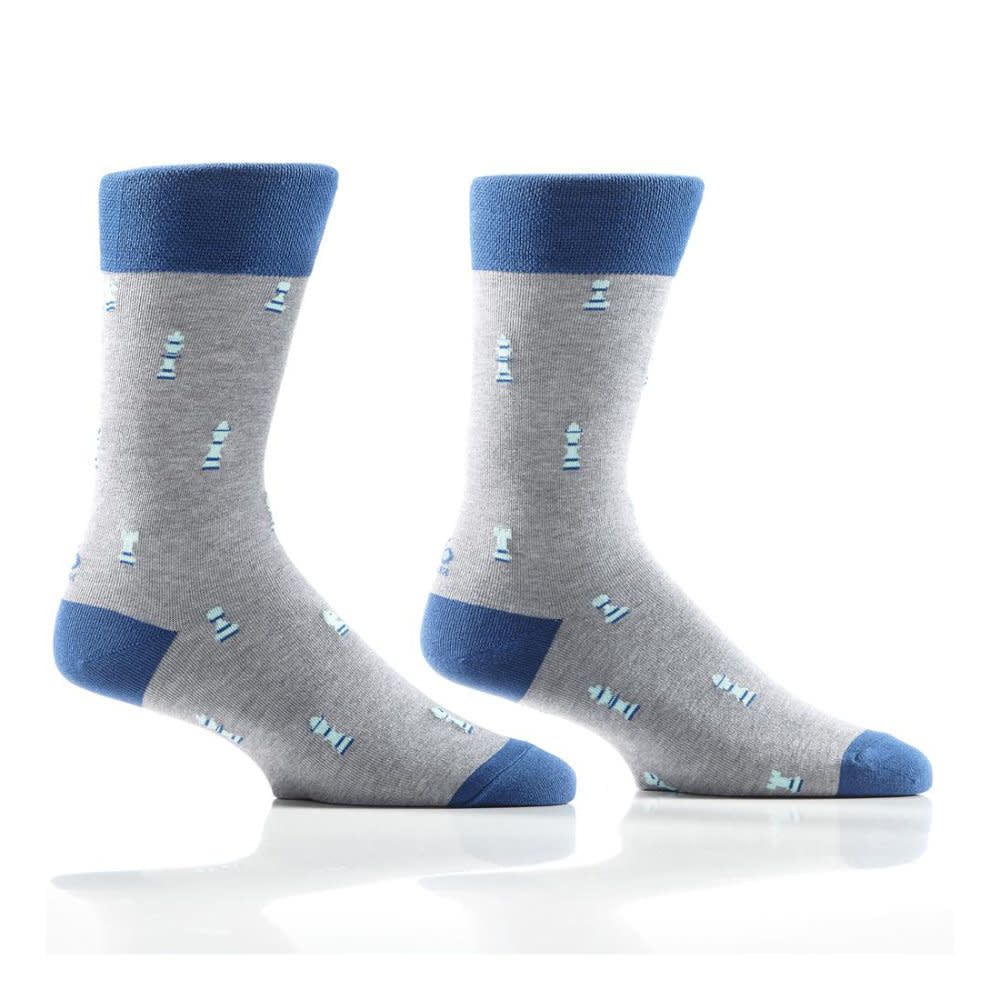 Yo Sox Chess Pieces Crew Socks Grey