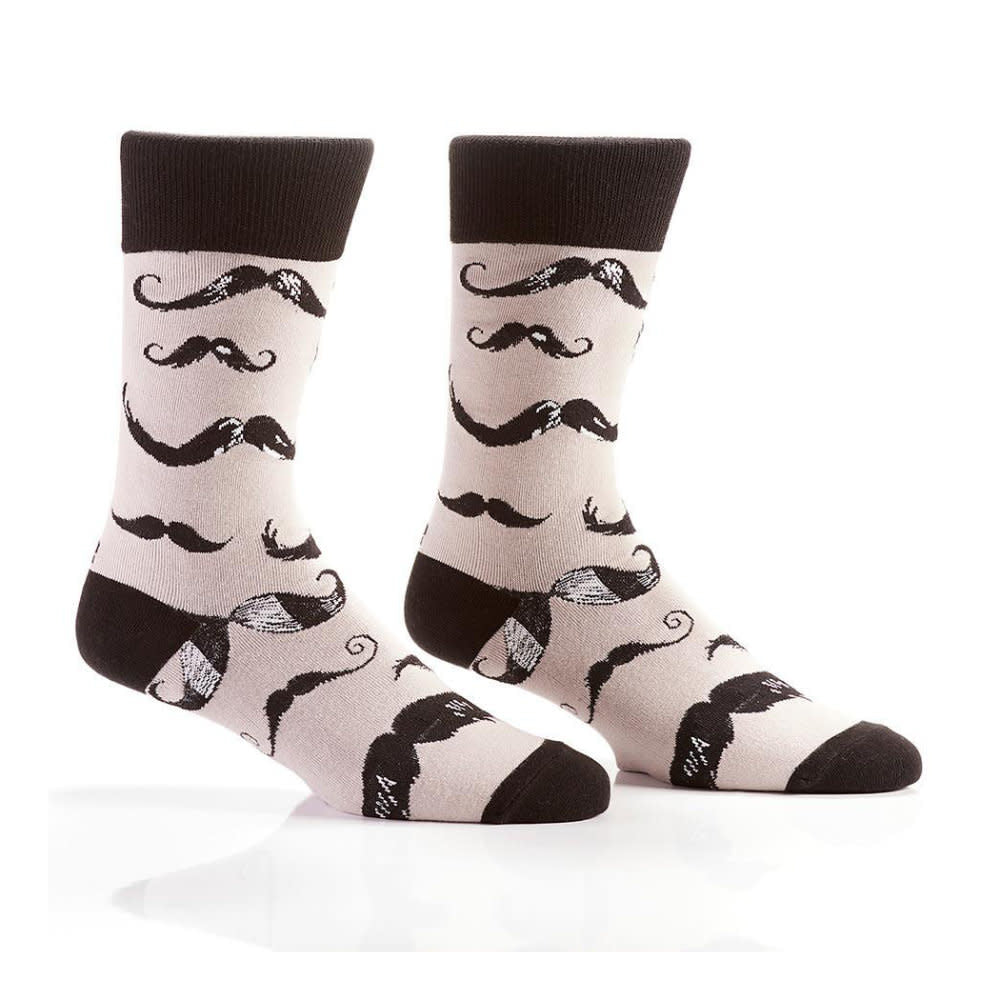 Yo Sox Mustache Crew Socks Cream