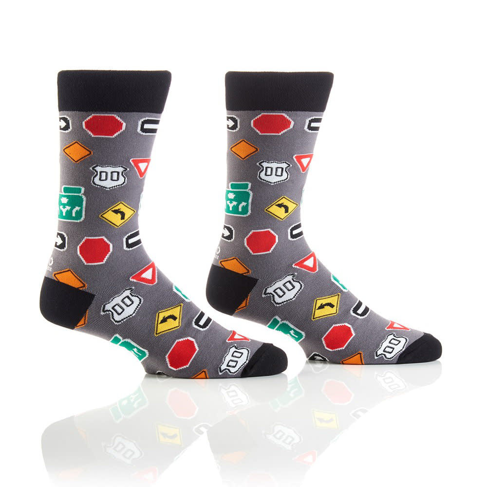 Yo Sox On The Road Crew Socks Grey