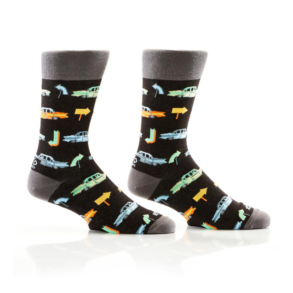 Yo Sox Vintage Cars Crew Socks Black